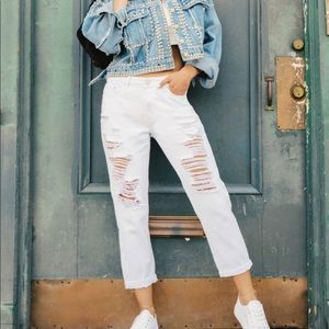 White Ripped Boyfriend Jeans
